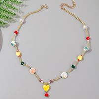 Fashion Cute Beaded Ceramic Heart-shaped Crytal Necklace sku image 1
