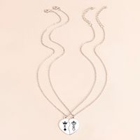 Simple King And Queen Peach Heart Pendent Stainless Steel Necklace main image 5