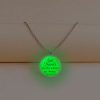 Fashion Good Friend Luminous Lettering Round Pendent Alloy Necklace main image 1