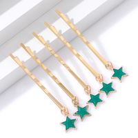 5-piece Set Of New Korean Creative Women&#39;s Green Star Bangs One Word Clip Hairpin Set main image 1