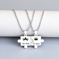 King And Queen Puzzle Pendent Stainless Steel Necklace main image 2