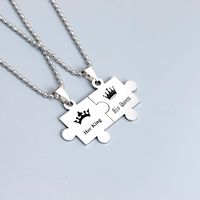 King And Queen Puzzle Pendent Stainless Steel Necklace main image 3