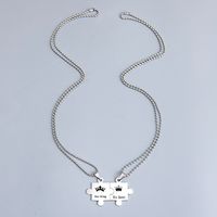 King And Queen Puzzle Pendent Stainless Steel Necklace main image 5