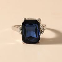 Fashion Geometric Square Colorful Sapphire Crystal Alloy Ring main image 3