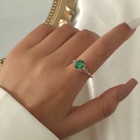 Fashion Geometric Rhinestone Crystal Gemstone Inlaid Alloy Ring sku image 1