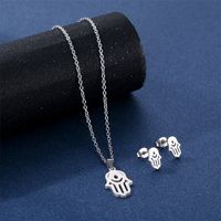 Fashion Devil's Eye Stainless Steel Clavicle Chain Stud Earrings Set main image 3