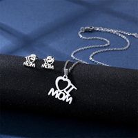 Simple Creative Letter I Love Mama Pendant Stainless Steel Necklace Earrings main image 3