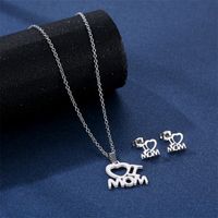 Simple Creative Letter I Love Mama Pendant Stainless Steel Necklace Earrings main image 4