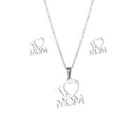 Simple Creative Letter I Love Mama Pendant Stainless Steel Necklace Earrings main image 6