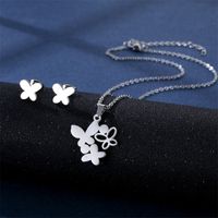 Fashion Butterfly Hollow Stainless Steel Necklace Earrings main image 1