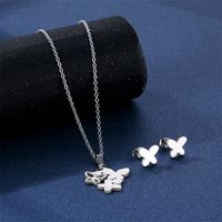 Fashion Butterfly Hollow Stainless Steel Necklace Earrings main image 3