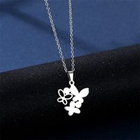 Fashion Butterfly Hollow Stainless Steel Necklace Earrings main image 4