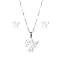 Fashion Butterfly Hollow Stainless Steel Necklace Earrings main image 6