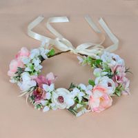 New Handmade Fabric Spring Corolla Bride Photo Simulation Flower Plant Headband main image 1