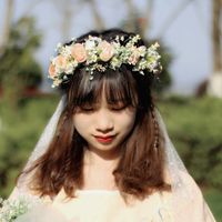 Fashion Wreath Rose Buds Drape Corolla Handmade Flower Bridal Headdress main image 1