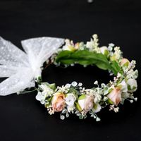 Fashion Wreath Rose Buds Drape Corolla Handmade Flower Bridal Headdress main image 4