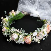 Fashion Wreath Rose Buds Drape Corolla Handmade Flower Bridal Headdress main image 5