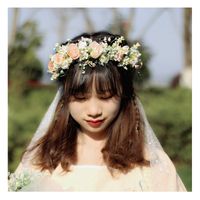 Fashion Wreath Rose Buds Drape Corolla Handmade Flower Bridal Headdress main image 6