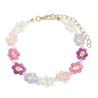 Summer Hand-woven Crystal Flower Necklace Bracelet Set sku image 1