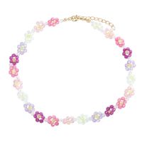 Summer Hand-woven Crystal Flower Necklace Bracelet Set sku image 4