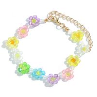 Summer Hand-woven Crystal Flower Necklace Bracelet Set sku image 2