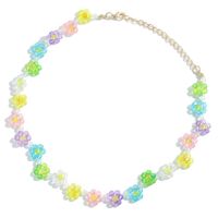 Summer Hand-woven Crystal Flower Necklace Bracelet Set sku image 5
