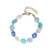 Summer Hand-woven Crystal Flower Necklace Bracelet Set sku image 3