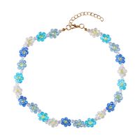 Summer Hand-woven Crystal Flower Necklace Bracelet Set sku image 6