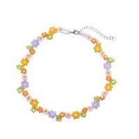 Fashion Simple Color Crystal Flower Resin Necklace Bracelet sku image 1