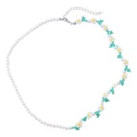 Fashion Beaded Pearl Stitching Flower Necklace Bracelet Set sku image 2