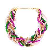 New Bohemian Contrast Color Beaded Bracelet Necklace sku image 2