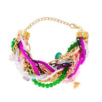 New Bohemian Contrast Color Beaded Bracelet Necklace sku image 1