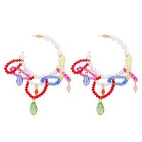 New Pearl Crystal Creative Bohemian Alloy Stud Earrings Simple Fashion sku image 1