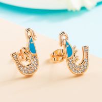 Fashion New Copper Gold-plated Micro-set Zircon Oil Drop Crab Earrings sku image 1