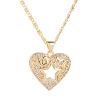 Corazón Simple Mama Colgante Cobre 18k Chapado En Oro Collar Hueco sku image 1