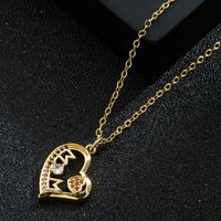 Heart Letter Mom Pendant Copper 18k Gold-plated Inlaid Zircon Necklace sku image 1
