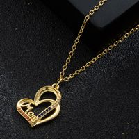 Heart Letter Mom Pendant Copper 18k Gold-plated Inlaid Zircon Necklace sku image 2