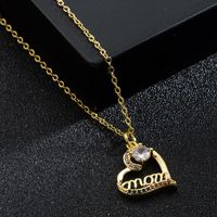 Simple Heart-shaped Mom Crown Pendant Copper 18k Gold-plated Inlaid Zircon Necklace sku image 1