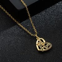 Simple Heart-shaped Mom Crown Pendant Copper 18k Gold-plated Inlaid Zircon Necklace sku image 2