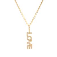 Simple Letter Love Pendant Copper 18k Gold-plated Inlaid Zircon Necklace Mother's Day Gift sku image 1