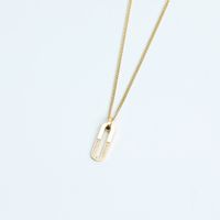 New Stainless Steel Paper Clip Pendant U-shaped Inlaid Zircon 18k Gold Plated Necklace sku image 2