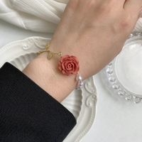 Retro Rose Flower Pearl Beaded Bracelet sku image 1