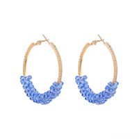 Fashion Rhinestone Circle Transparent Resin Beaded Geometric Metal Earrings sku image 2