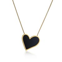 Simple Black Heart Titanium Steel Gold-plated Snake Bone Chain Necklace sku image 1