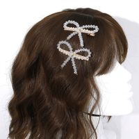2 Piece Vintage White Crystal Bow Versatile Hair Accessory Hair Clip Set main image 5
