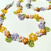 Fashion Simple Color Crystal Flower Resin Necklace Bracelet main image 3