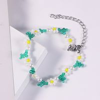 Fashion Beaded Pearl Stitching Flower Necklace Bracelet Set main image 4