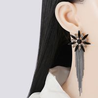 New Geometric Flower Shape Texture Tassel Alloy Earrings Female Bohemian main image 3