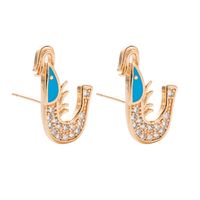 Fashion New Copper Gold-plated Micro-set Zircon Oil Drop Crab Earrings main image 6