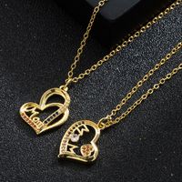 Heart Letter Mom Pendant Copper 18k Gold-plated Inlaid Zircon Necklace main image 3